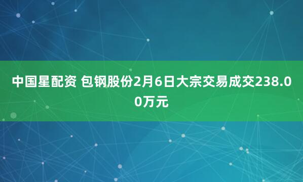 中国星配资 包钢股份2月6日大宗交易成交238.00万元
