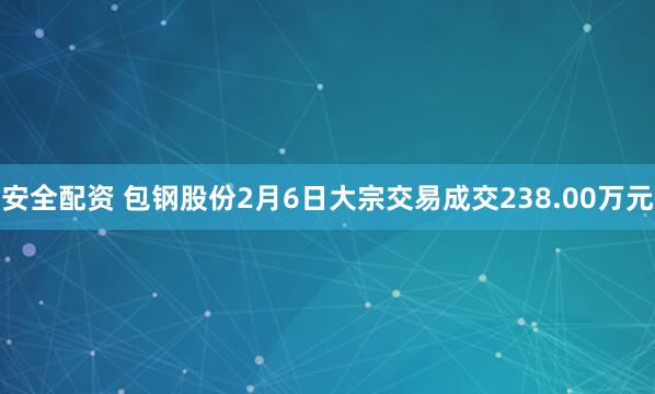 安全配资 包钢股份2月6日大宗交易成交238.00万元